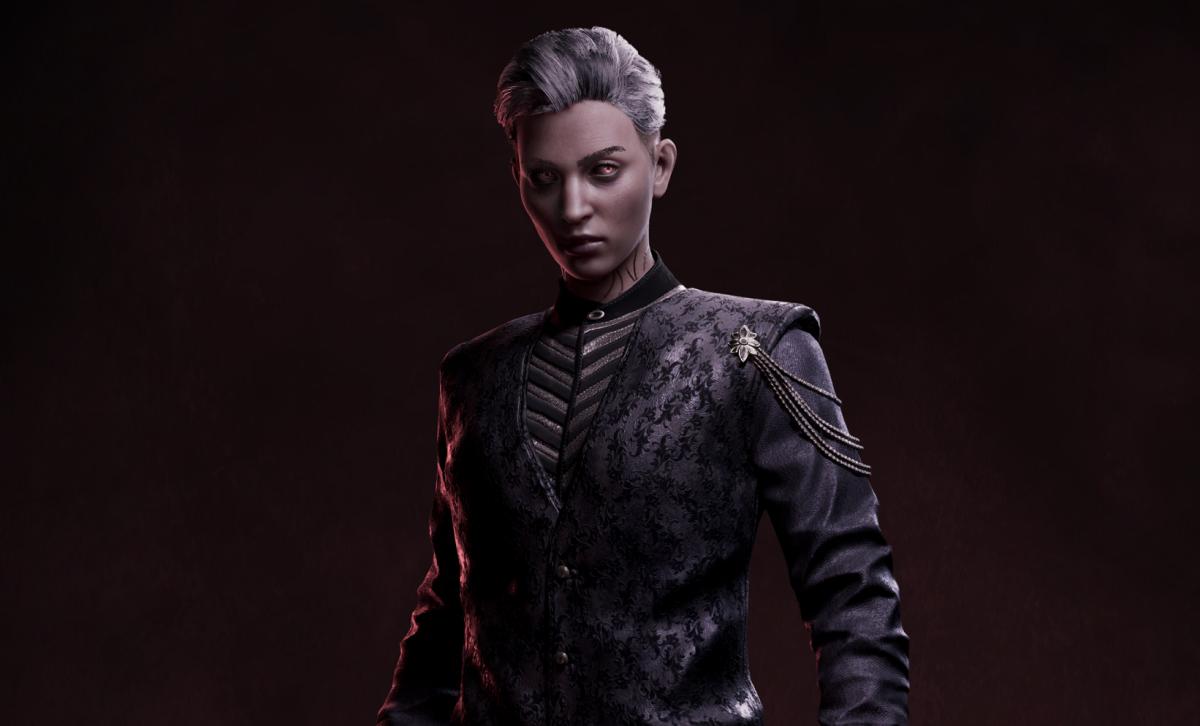 Artwork of the vampire Phyre wearing Ventrue colors.